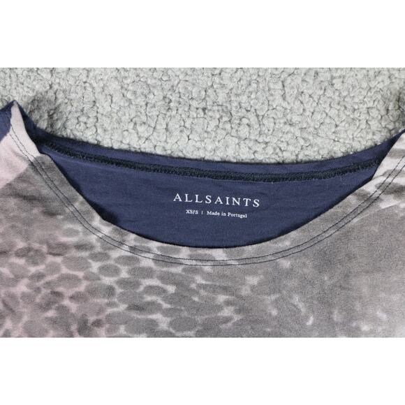 All Saints Womens T Shirt Small Pina Rip Graphic Tee Mulitcolor Oversized - Picture 3 of 7